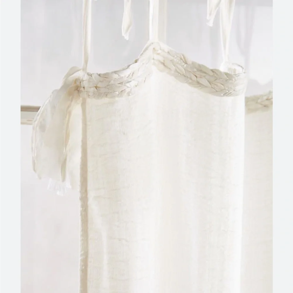 Anthropologie Cotton Tie-Top Curtain 50”X 96” set of 2 panels
